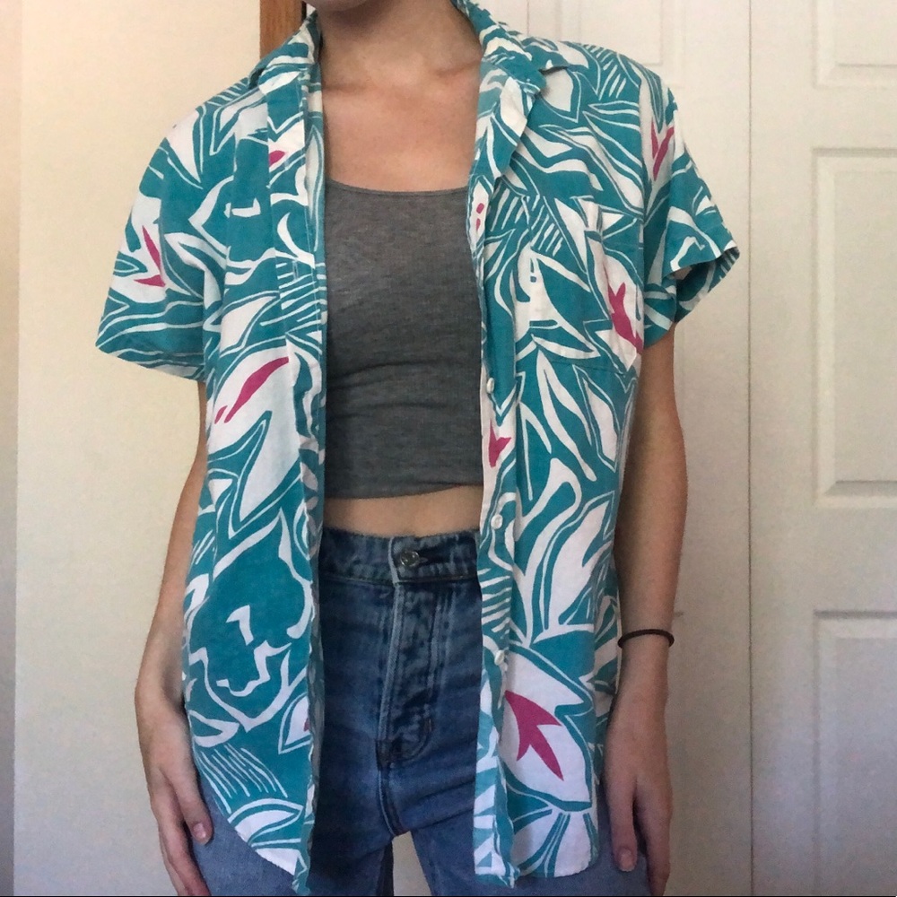 Tropical floral print Hawaiian Tourist Button Down